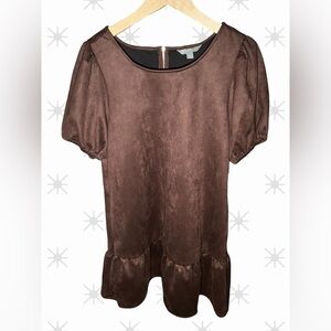 Sharagano NWT Brown Faux Suede Dress